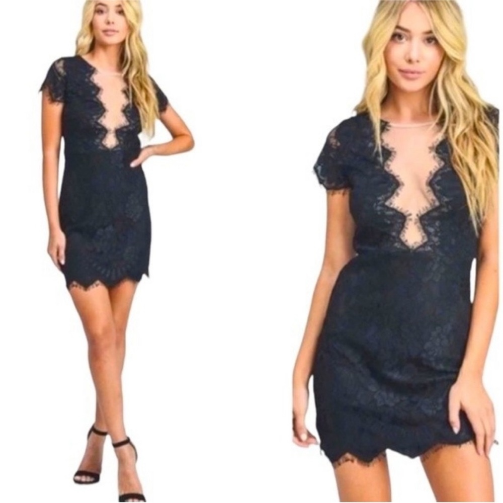Storia Black Lace Mini Dress